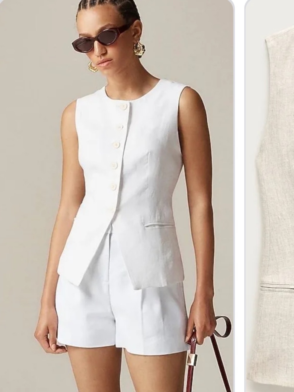 J. Crew Linen Set Cutaway Vest (sz 4) and shorts (sz 2)